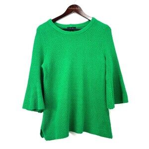 Melissa Paige Womens Green Bell Sleeve Sweater Size L Knit Pullover 1190R2